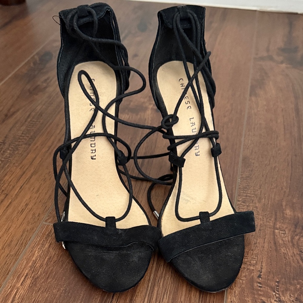 Chinese Laundry Black Lace-Up Heels